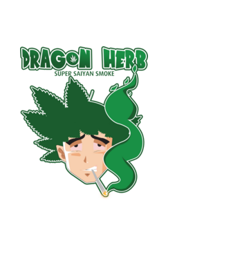 dragon herb smoke model negru pe tricou