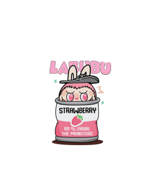 Strawberry Labubu model alb pe tricou