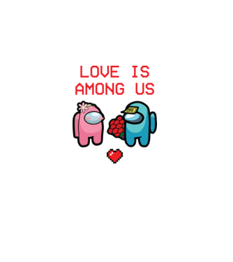 Among us love model alb pe tricou
