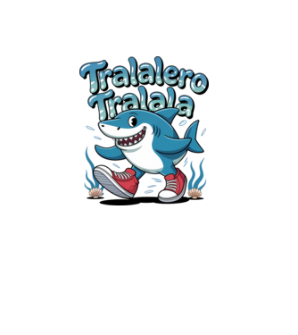Tralalero Tralala drăguț model negru pe tricou