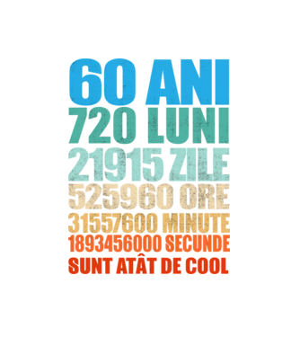 De 60 ani - luni - zile - ore - minute - secunde - sunt atât de cool model alb pe tricou