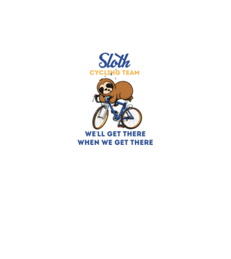 Sloth cycling team model alb pe tricou