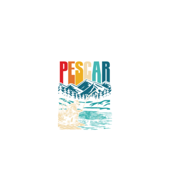 Pescar retro model negru pe tricou