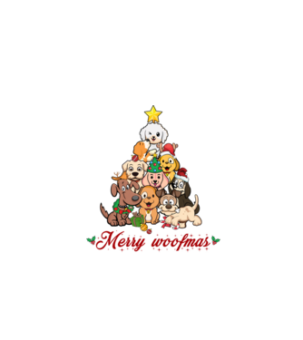 Merry woofmas model negru pe tricou