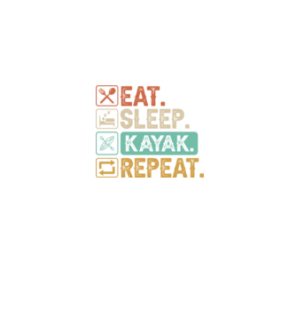 Eat Sleep Kayak model negru pe tricou