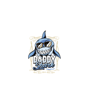 Daddy Shark model negru pe tricou