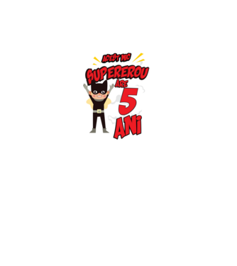Acest mic supererou are 5 ani model turcoaz pe tricou