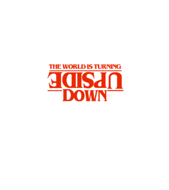 the world is turning upside down model negru pe tricou