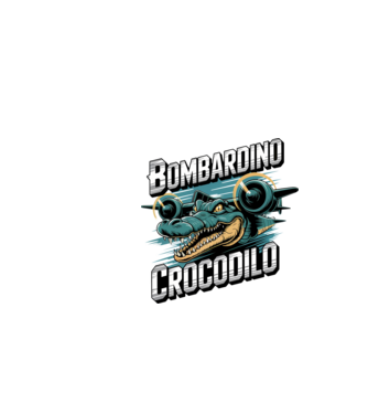 Bombardino Crocodilo 2 model negru pe tricou