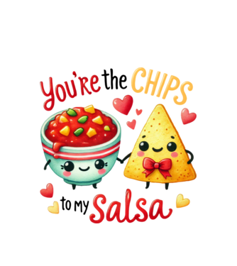Chips to my Salsa model alb pe tricou