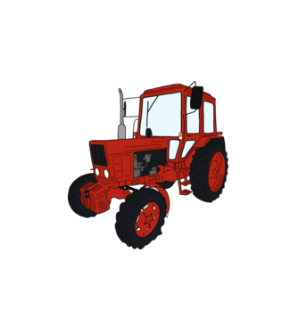 TRACTOR model alb pe tricou