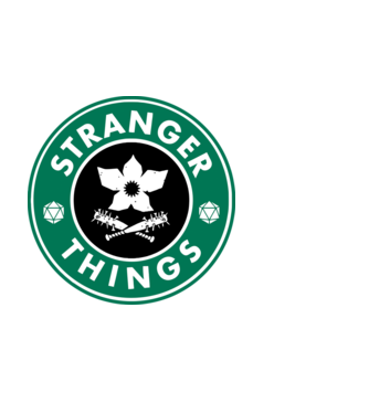 stranger things starbucks model alb pe tricou