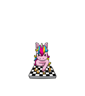 Chessicorn model negru pe tricou