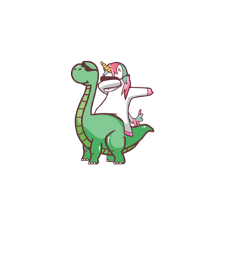 Dinozaur dabunicorn model negru pe tricou