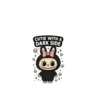 Cutie with a dark side model alb pe tricou