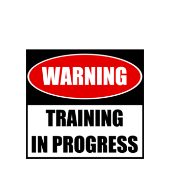 Warning Training In Progress model alb pe tricou