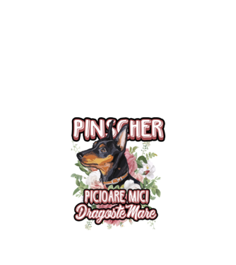 Pinscher picioare mici dragoste mare model alb pe tricou