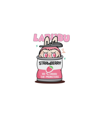 Strawberry Labubu model alb pe tricou