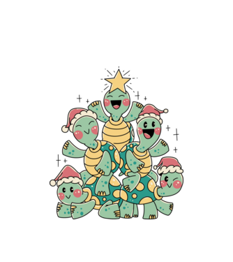 Turtle christmas tree model alb pe tricou