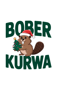 Bober kurwa xmas model negru pe tricou