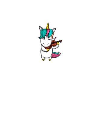 Unicorn Violin model alb pe tricou