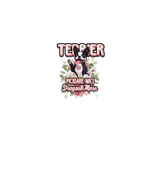 terrier : picioare mici dragoste mare model alb pe tricou