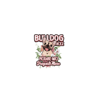 Bulldog francez picioare mici dragoste mare model alb/roșu pe tricou