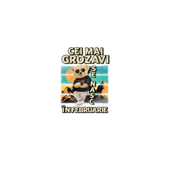 RETRO teddy FEBRUARIE model negru pe tricou