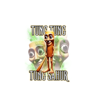 Tung Tung Tung Sahur model alb pe tricou