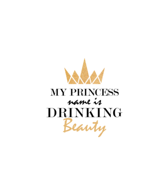 Drinking beauty gold model alb pe tricou