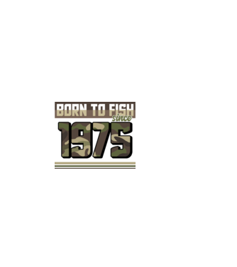 Born to fish since 1975 model negru pe tricou