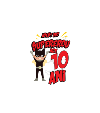 Acest mic supererou are 10 ani model negru pe tricou