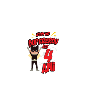 Acest mic supererou are 4 ani model negru pe tricou