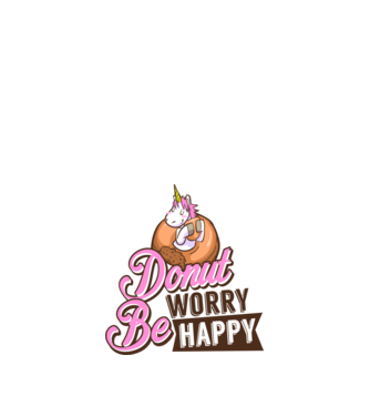 Donut worry be happy model alb pe tricou