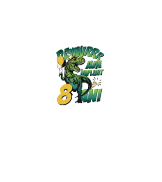 Rawr Am împlinit 8 ani model alb pe tricou