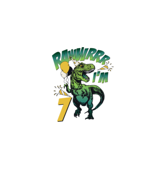 'Birthday Dinosaur rawww i''m 7' model alb pe tricou