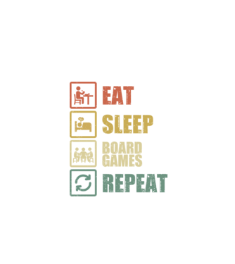eat sleep Board Games repeat model negru pe tricou
