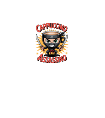 Cappuccino Assasino model negru pe tricou