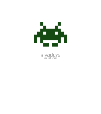 Invaders Must Die model alb pe tricou
