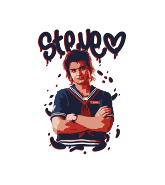 steve stranger things model alb pe tricou
