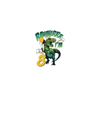 'Birthday Dinosaur rawww i''m 8' model alb pe tricou
