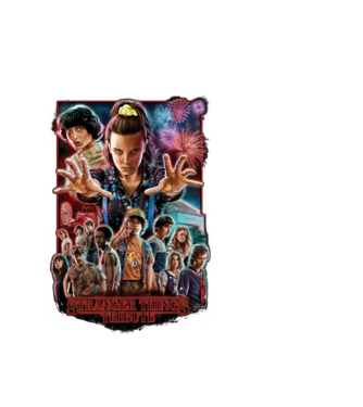 stranger things tribute poster model alb pe tricou