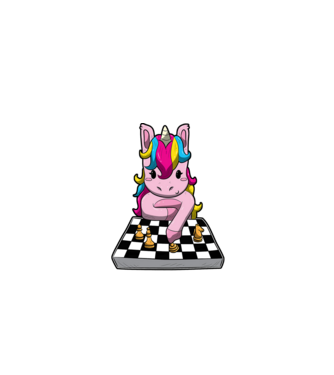 Chessicorn model negru pe tricou