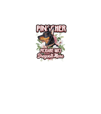 Pinscher picioare mici dragoste mare model alb pe tricou