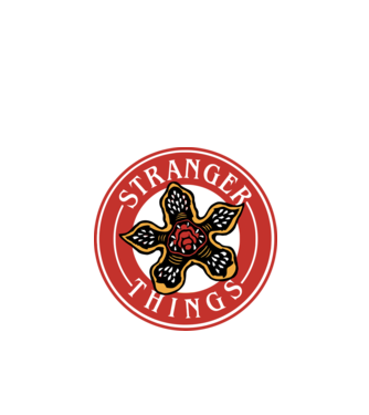 stranger things logo bucks model roșu pe tricou