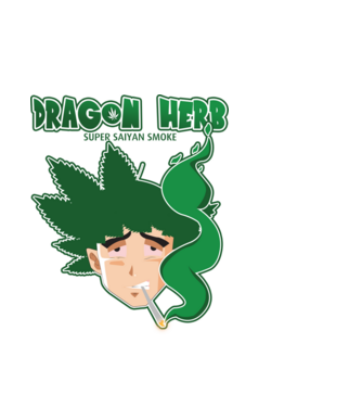 dragon herb smoke model alb pe tricou