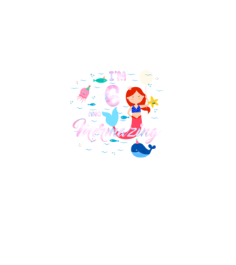 Mermazing Birthday 6 model negru pe tricou