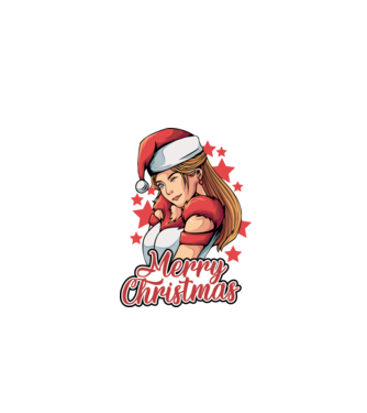 Merry christmas santa girl model negru pe tricou
