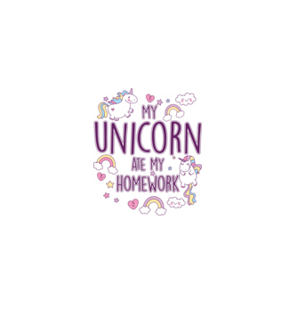 My unicorn ate my homework model roz deschis pe tricou