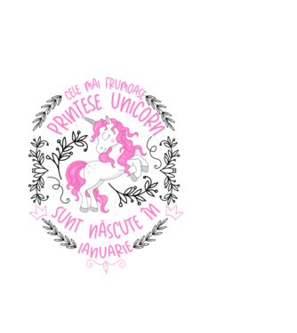 Cele mai frumoase prințese unicorn sunt născute în Ianuarie model alb pe tricou